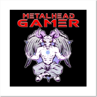 Metalhead Gamer Baphomet Meditate Red Posters and Art